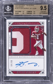 2019 Panini National Treasures Collegiate "College Materials Signatures" #145 Kyler Murray Signed Patch Rookie Card (#84/99) - BGS GEM MINT 9.5/BGS 10 